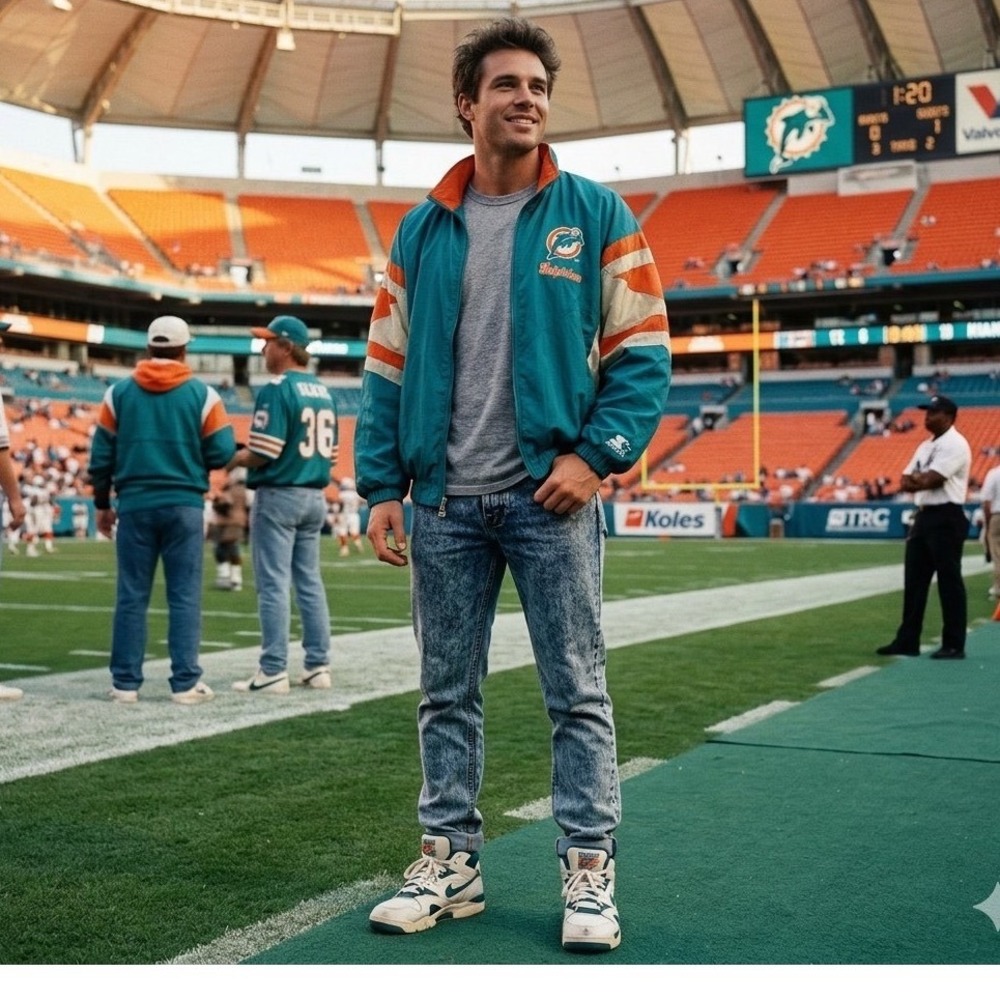 Vintage Starter NFL Miami Dolphins Windbreaker Jacket XL Teal Orange 90s Zip Up